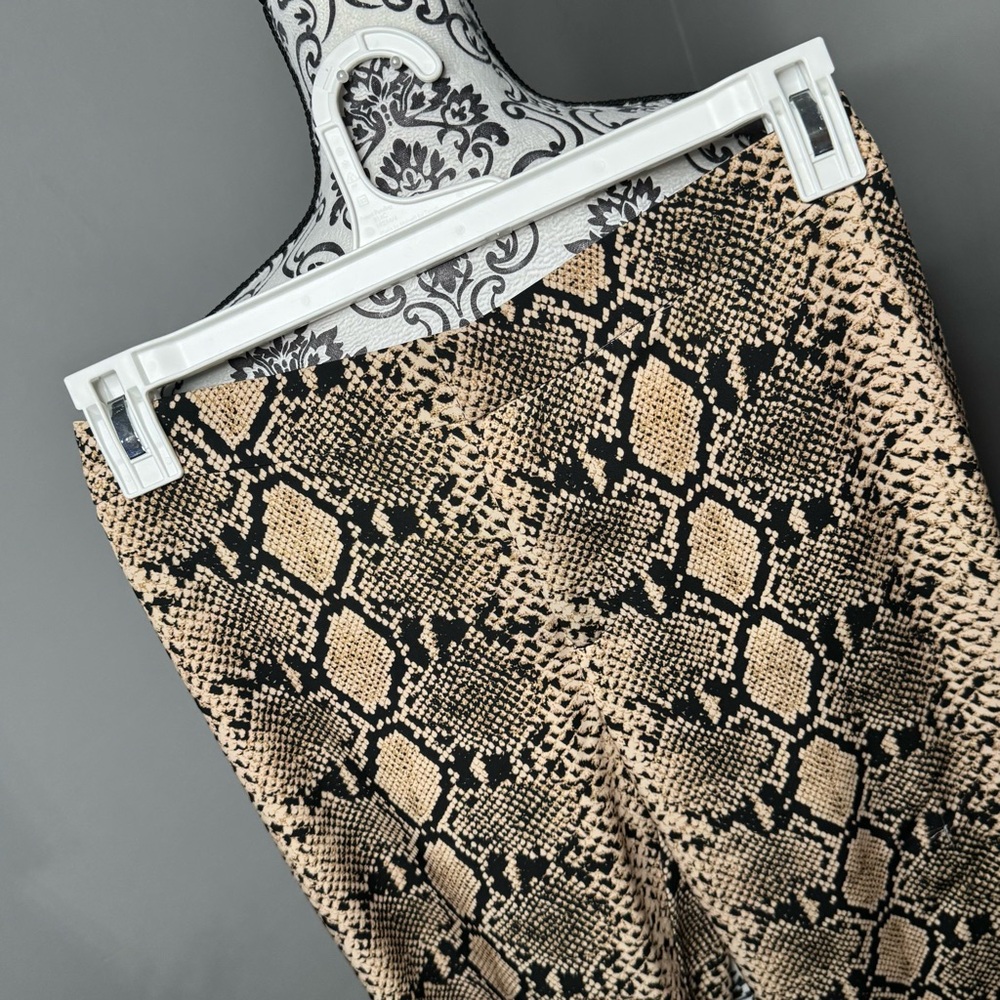 Zara Snakeskin Flare Trouser Pant Size Small Blogger Favorite Boho Festival - Picture 4 of 13